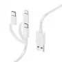 Hama 3-in-1 multi-oplaadkabel, USB-A – Micro-USB, USB-C en Lightning, 1,0 m, wit