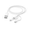 Hama 3-in-1 multi-oplaadkabel, USB-A – Micro-USB, USB-C en Lightning, 1,0 m, wit