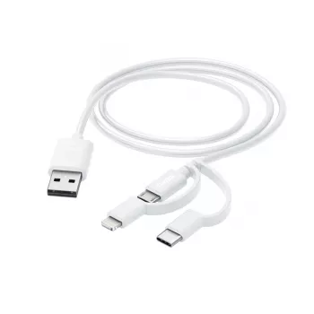 Hama 3-in-1 multi-oplaadkabel, USB-A – Micro-USB, USB-C en Lightning, 1,0 m, wit
