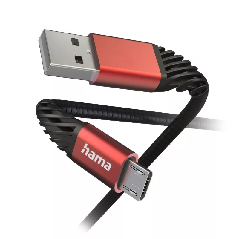 Hama Extreme USB-kabel USB 2.0 1,5 m USB A naar Micro-USB B zwart, rood