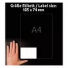 Zelfklevend printeretiket Avery LR3427-10 wit A4 80 etiketten