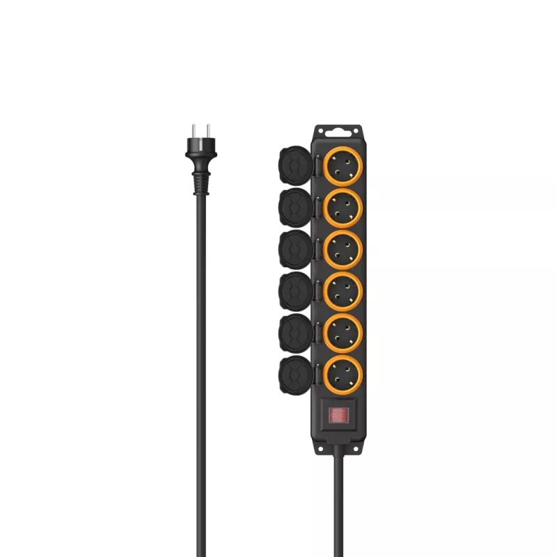 Hama 00223065 verlengsnoer 2 m 6 AC-stopcontact(en) outdoor zwart