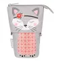 Zachte etui Herlitz Kitty polyester grijs roze wit