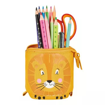 Zachte pennenzak Herlitz Lion 140 mm x 75 mm x 185 mm polyester oranje geel