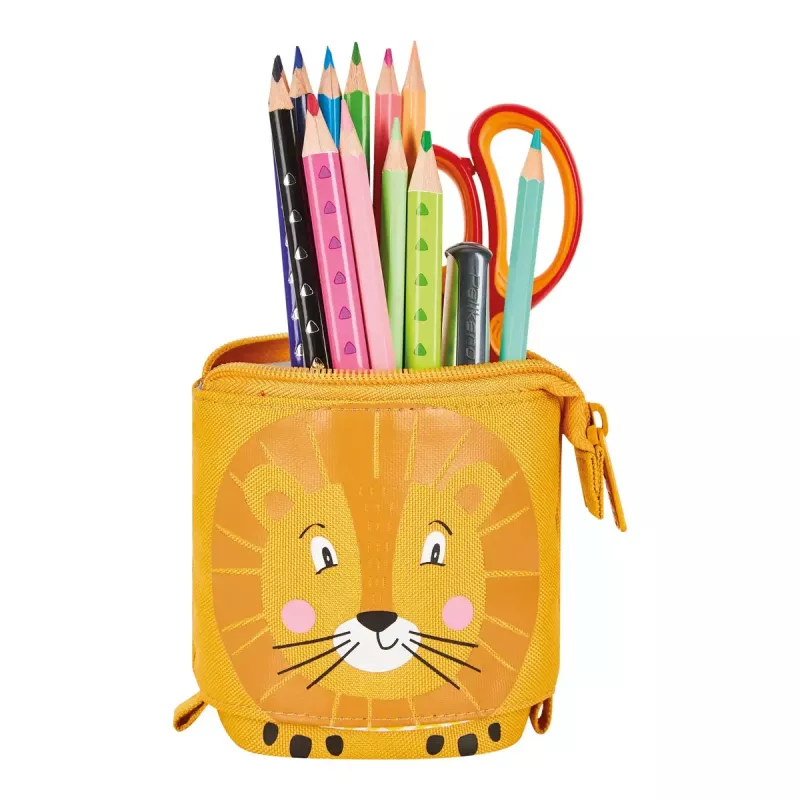 Herlitz 300001508 Lion zacht etui, polyester, oranje/geel