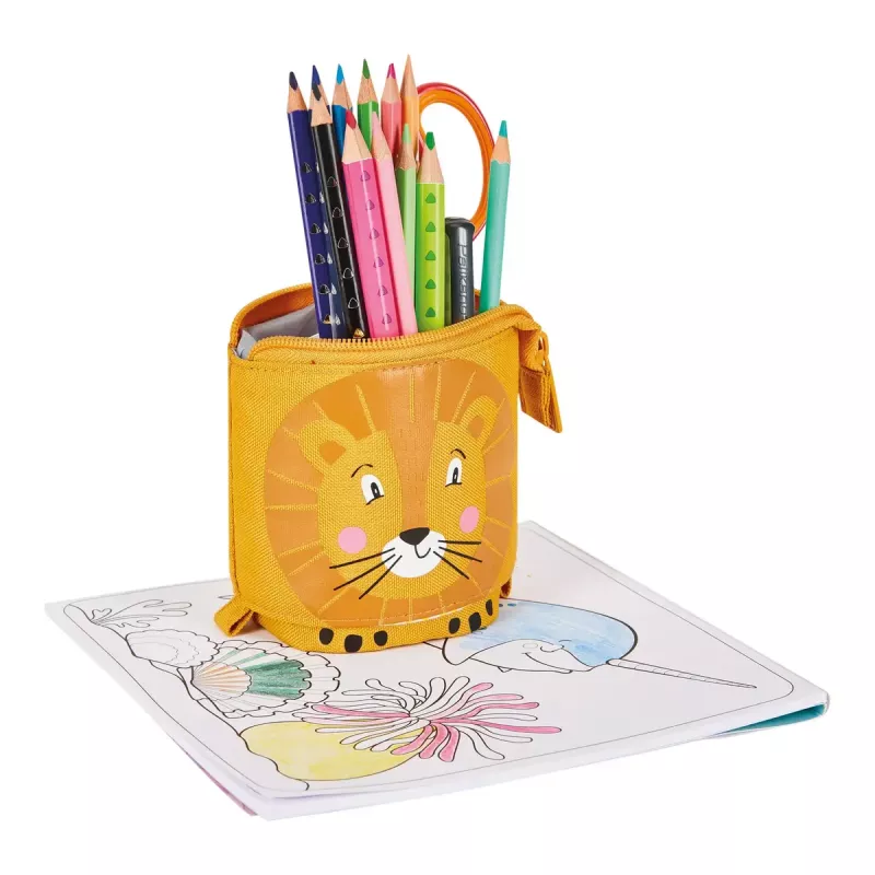 Herlitz 300001508 Lion zacht etui, polyester, oranje/geel