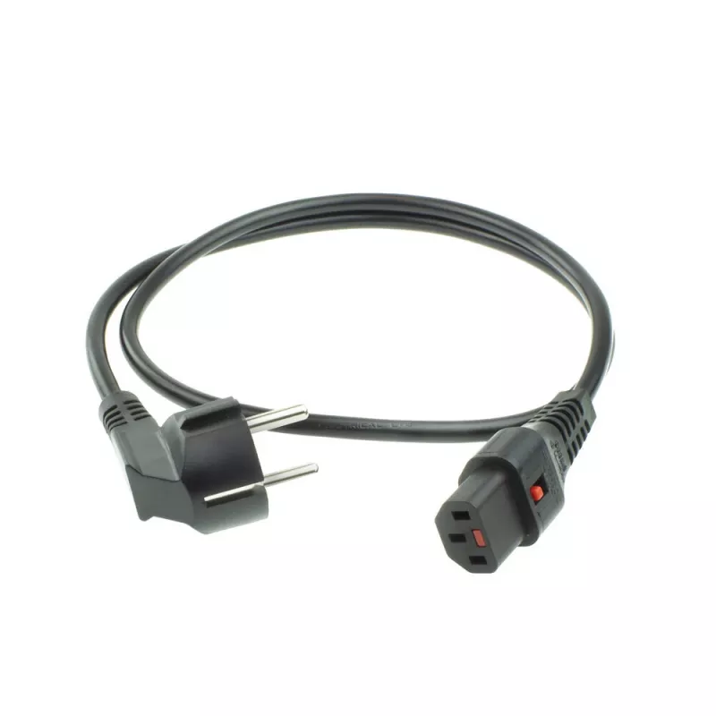 ACT netkabel CEE 7/7 stekker (haaks) - C13 IEC Lock zwart 2 m, EL182S, 5-pack
