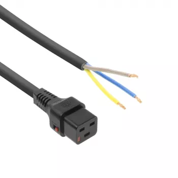 ACT netkabel C19 IEC Lock – open uiteinde zwart 2 m, PC1174, 5-pack