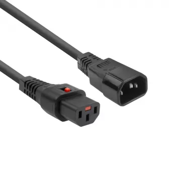 ACT stroomkabel C13 IEC Lock - C14 zwart 2 m, PC1021, 5-pack