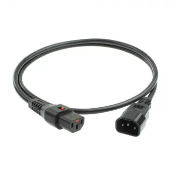 ACT stroomkabel C13 IEC Lock - C14 zwart 2 m, PC1021, 5-pack