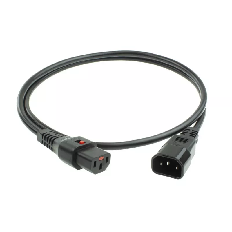 ACT stroomkabel C13 IEC Lock - C14 zwart 2 m, PC1021, 5-pack
