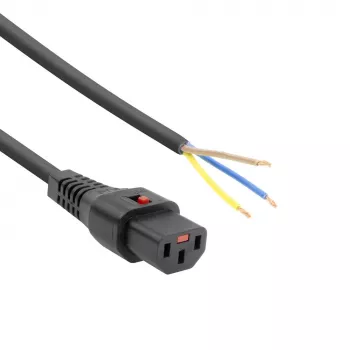 ACT stroomkabel C13 IEC Lock - open uiteinde zwart 2 m, PC1025, 5-pack