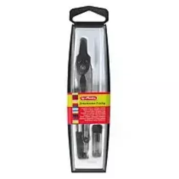 Herlitz 8710006 passer-set in etui, 2-delig, 110 mm, zwart