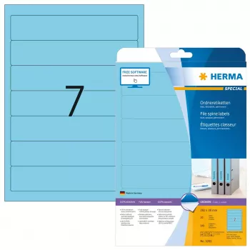 HERMA 5093 Ordneretiketten A4 192 x 38 mm, blauw, 175 st. (25 vellen x 7)
