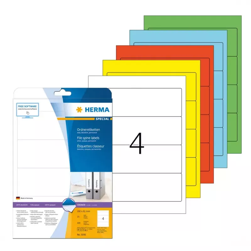 Aktenetiketten HERMA A4 192x61 mm wit papier mat ondoorzichtig 100 stuks