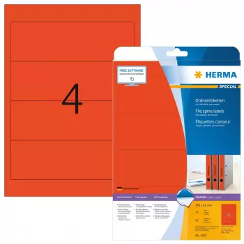 Aktenetiketten HERMA A4 192x61 mm rood papier mat ondoorzichtig 80 stuks