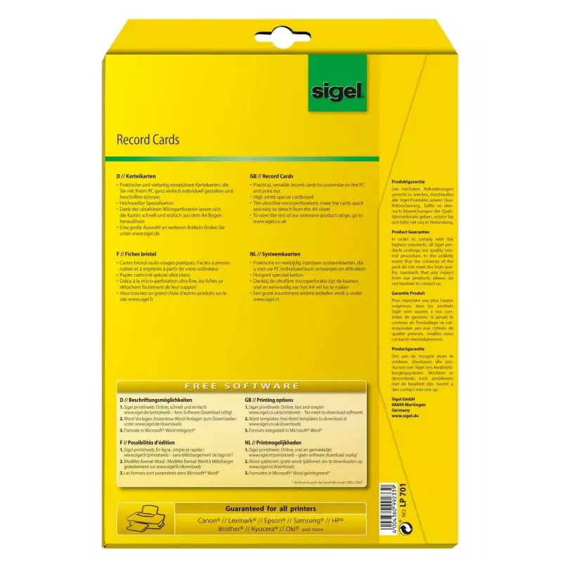 Niet-hechtend etiket Sigel LP701 160 stuks wit rechthoek