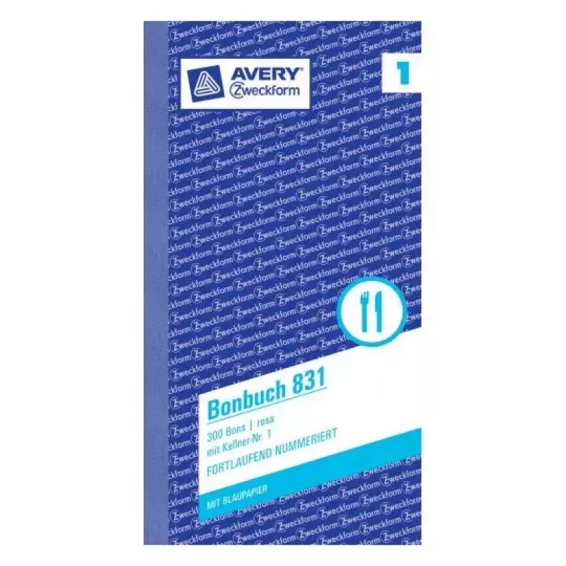 Avery Zweckform 831 Obersblok (Bonbuch), 105 x 198 mm, roze, 2 x 50 vel