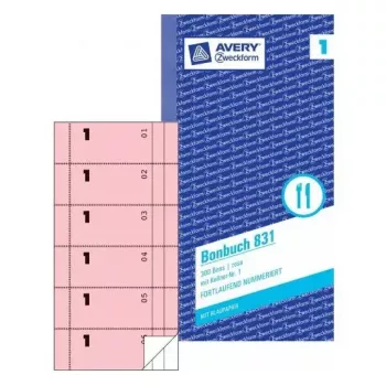 Avery Zweckform 831 Obersblok (Bonbuch), 105 x 198 mm, roze, 2 x 50 vel