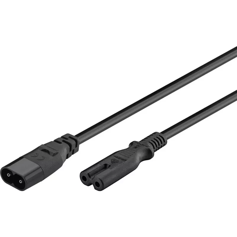 Wentronic IEC-60320-C8 naar IEC-60320-C7 2m C8 koppeling naar C7 koppeling zwart (97201)