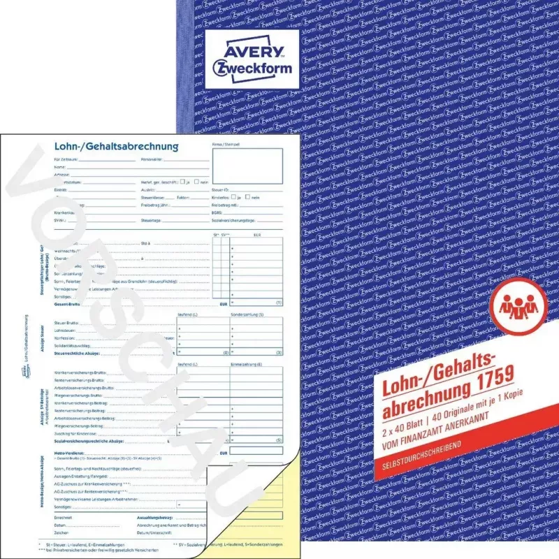 Boekhoudformulier/-boek AVERY 1759 A4 40 pagina's