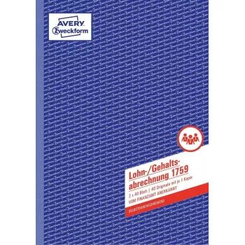 Boekhoudformulier/-boek AVERY 1759 A4 40 pagina's