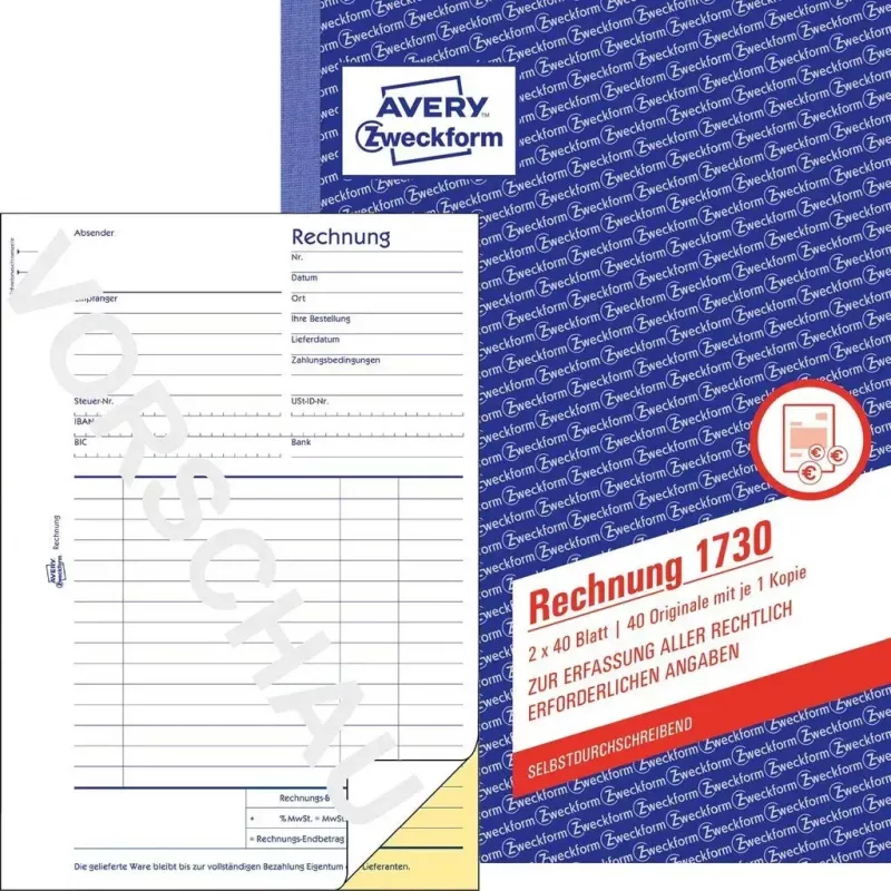 Boekhoudformulierboek AVERY 1730-5 A5 40 pagina's