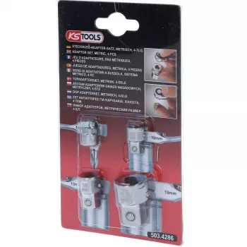 Dopsleutelset KS Tools 503.4286 4 koppen chroom-vanadiumstaal