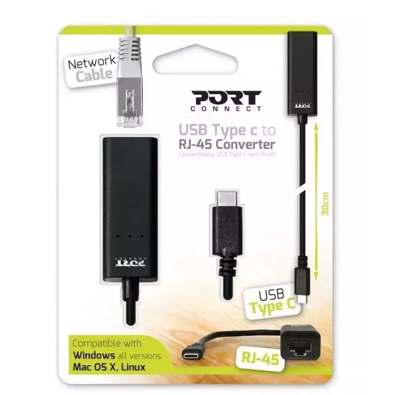 PORT Designs PORT Connect USB-C naar Gigabit Ethernet netwerkadapter