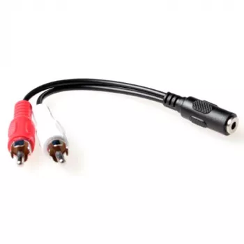 ACT 0,15 meter audio-verbindingskabel 1x 3,5 mm jackstekker naar 1x 3,5 mm stereo-jackbus – 2x cinch-stekker