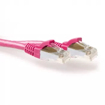 ACT Roze 3 meter LSZH SFTP CAT6A patchkabel, rastnasenfrei met RJ45-stekkers