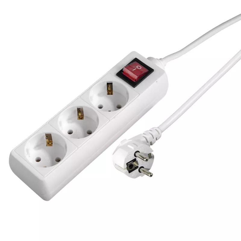 Hama 00137322 3-voudige stekkerdoos met schakelaar en kinderbeveiliging, 1,4 m, wit