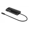 Manhattan USB-C dock/hub met kaartlezer, aansluitingen (x6): Ethernet, HDMI, USB-A (x3) en USB-C, met Power Delivery (100 W) naar de USB-C-aansluiting (let op: extra USB-C-voeding en USB-C-kabel vereist), universeel voor alle apparaten, aluminium, komt overeen met DKT30CSDHPD3