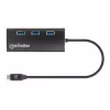 Manhattan USB-C dock/hub met kaartlezer, aansluitingen (x6): Ethernet, HDMI, USB-A (x3) en USB-C, met Power Delivery (100 W) naar de USB-C-aansluiting (let op: extra USB-C-voeding en USB-C-kabel vereist), universeel voor alle apparaten, aluminium, komt overeen met DKT30CSDHPD3