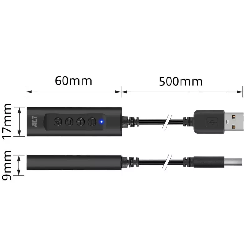 ACT AC9360 audiokaart USB 3,5 mm hoofdtelefoonaansluiting 4 toetsen