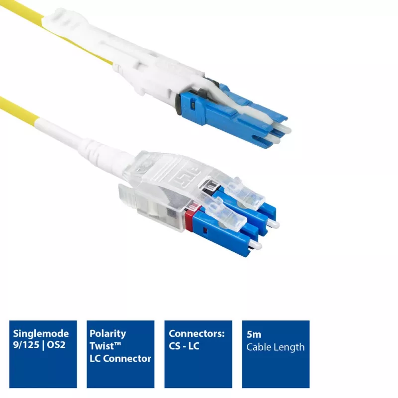 ACT 5 meter singlemode 9/125 OS2 polarity twist uniboot duplex glasvezel-patchkabel CS - LC