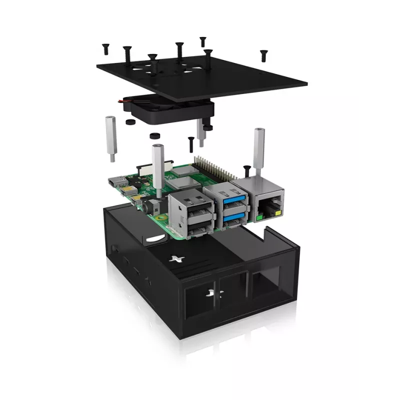 ICY BOX IB-RP108 behuizing antraciet, zwart