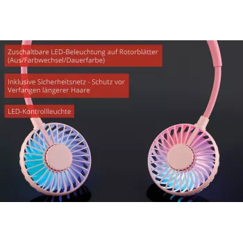Unold nekventilator Breezy Pink, roze, 2 ventilatoren, 8 u, nekventilator, wit, 1 stuk