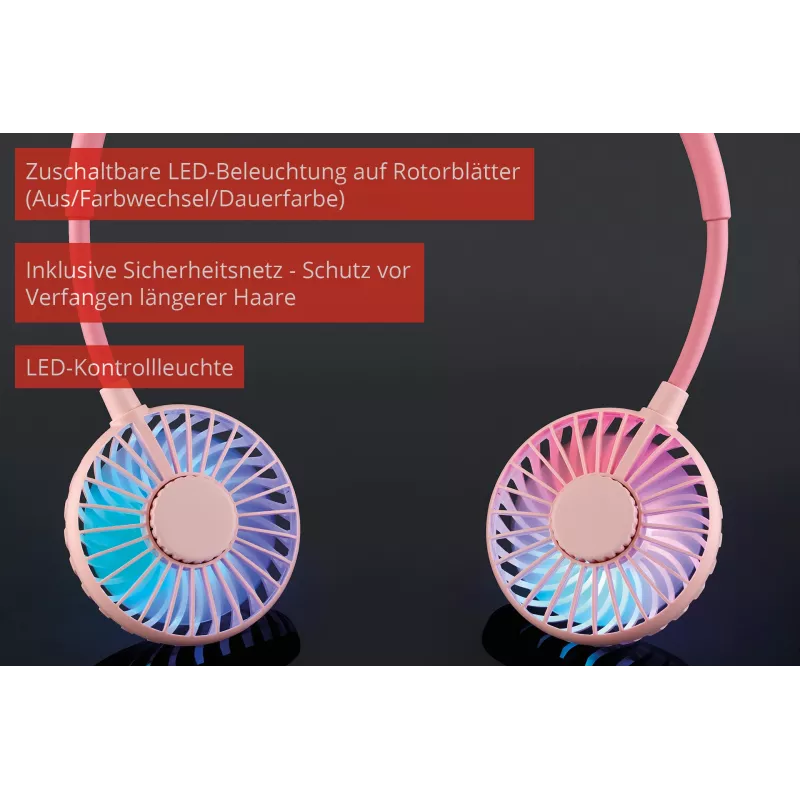 Unold nekventilator Breezy Pink, roze, 2 ventilatoren, 8 u, nekventilator, wit, 1 stuk