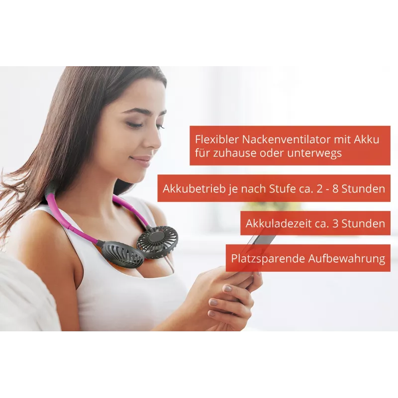 Unold nekventilator Breezy Anthrazit, antraciet, paars, 2 ventilatoren, 8 u, nekventilator, wit, 1 stk.