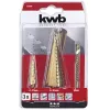 kwb 525890 Trapborenset met freesboor, 3 stuks, 4-12 mm / 4-30 mm / 6 mm, HSS TiN