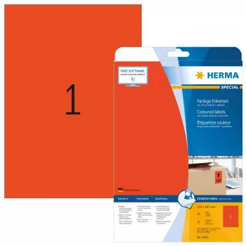 Zelfklevend printeretiket HERMA gekleurde etiketten A4 210x297 mm rood papier mat 20 stuks