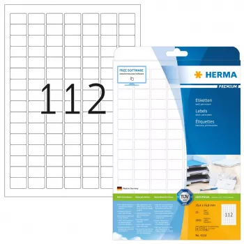 Zelfklevend printeretiket HERMA Labels Premium A4 25,4 x 16,9 mm