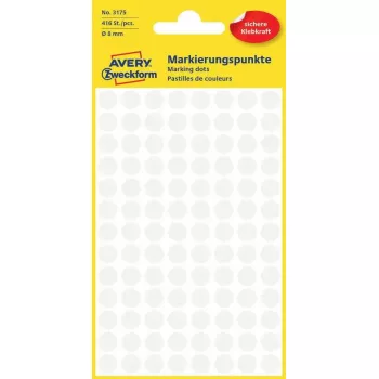 Labels Avery Zweckform kleurcoderingsstippen wit, rond permanent hechtend, 8 mm, 416 stuks