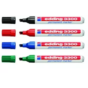 Permanentmarker Edding 3300 beitelpunt zwart blauw groen rood