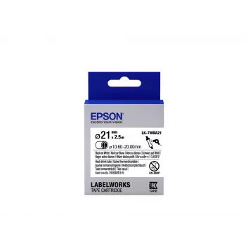 Epson labelcartridge Heat Shrink Tube (HST) LK-7WBA21 zwart/wit D21mm (2,5m)