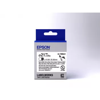 Epson labelcartridge Heat Shrink Tube (HST) LK-7WBA21 zwart/wit D21mm (2,5m)