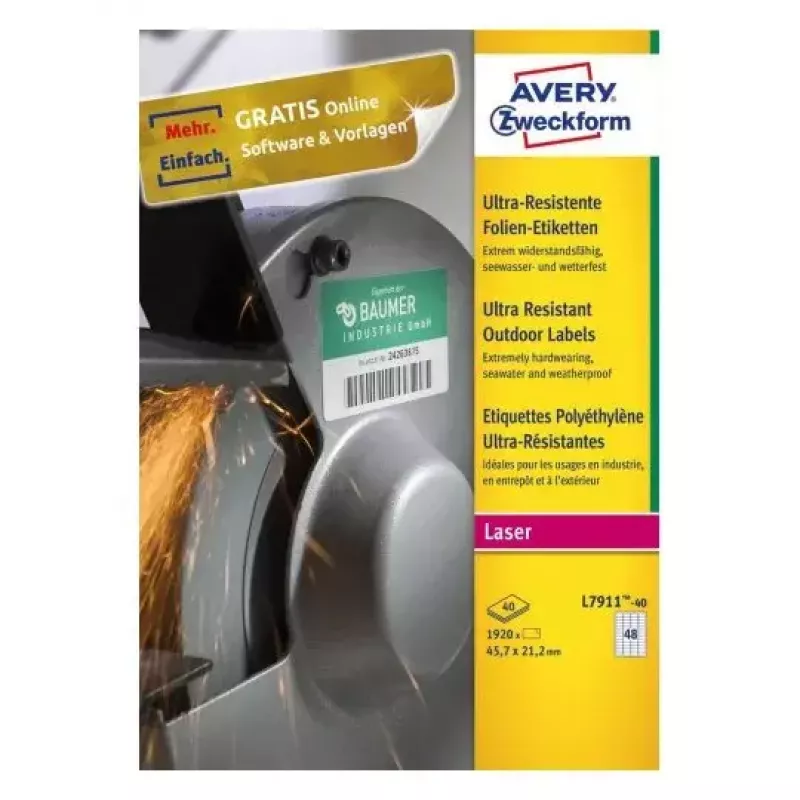 Zelfklevend printeretiket Avery L7911-40