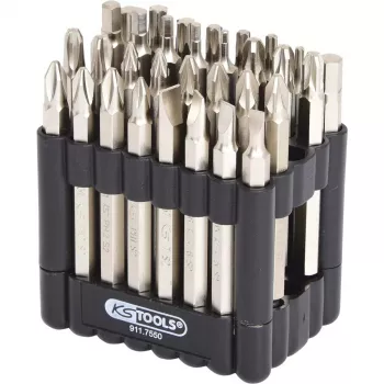 Schroevendraaierbitset KS Tools 911.7550 — 32 stuks, nikkel, 75 mm, 1/4 inch (25,4/4 mm) zeskantschacht