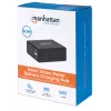 Manhattan Smart Video Multiport Dock, aansluitingen (x5): HDMI-aansluiting, USB-A (x2), USB-C (x2), met Power Delivery naar de USB-C-aansluiting, interne voeding, ultrakompact, afneembaar netsnoer, zwart, drie jaar garantie, retailbox